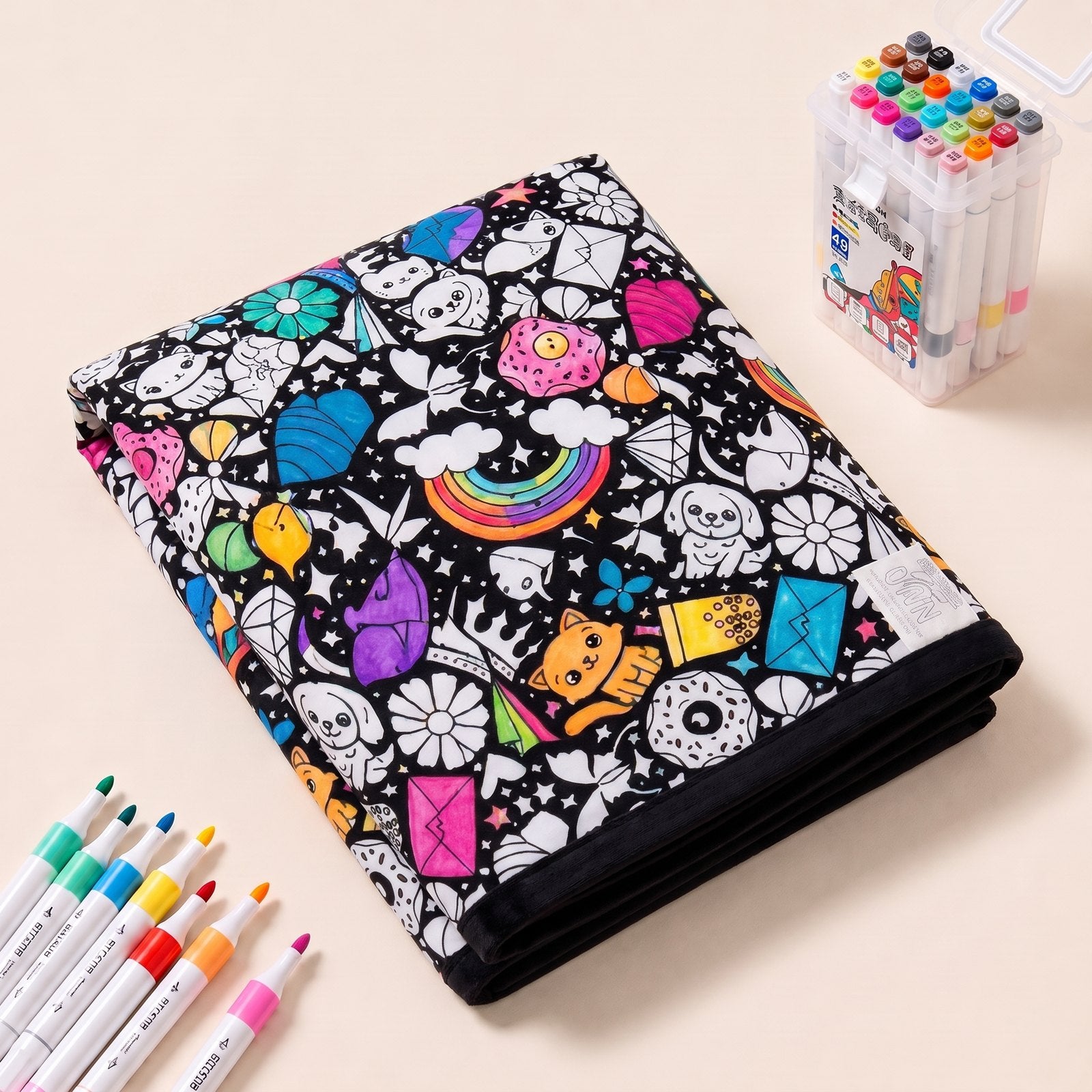 Animals pattern, folded with markers