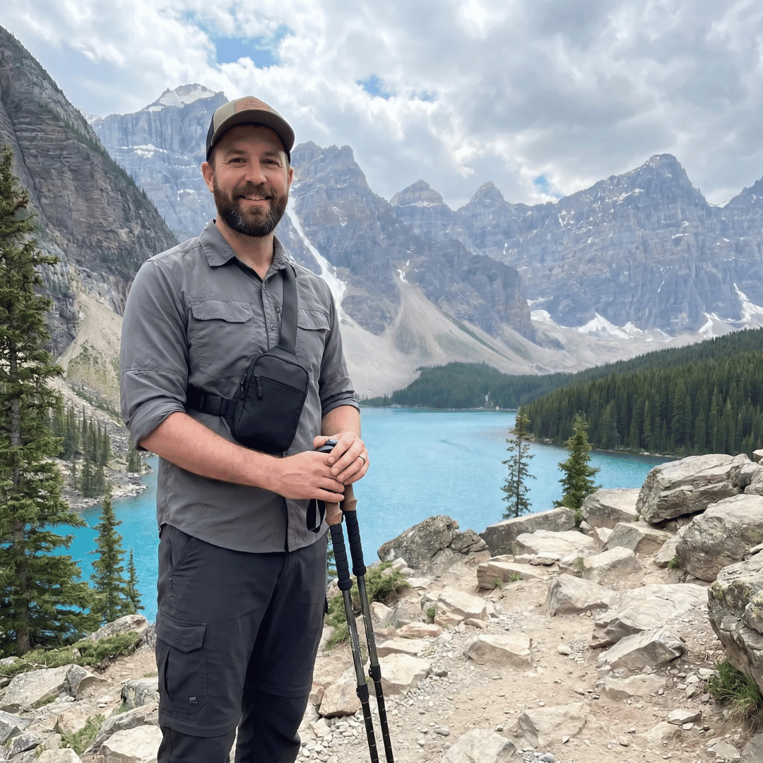 Travel sling bag used on a hike