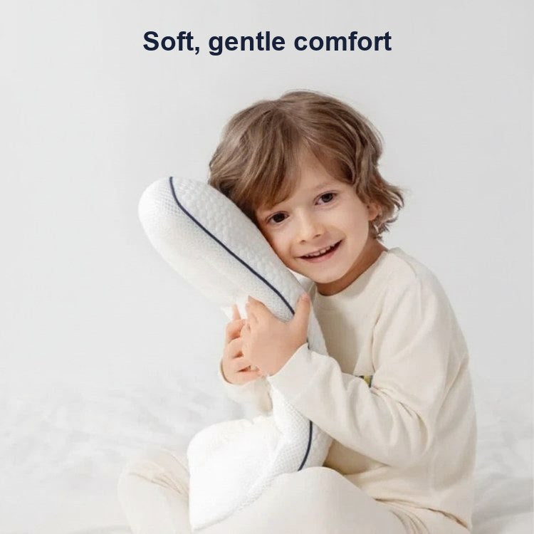 Soft, gentle comfort — child hugging the pillow