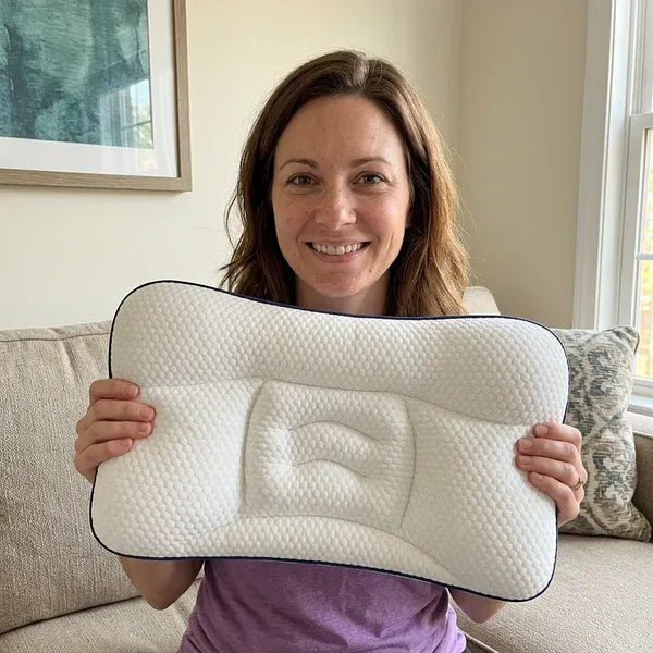Mother holding the kids neck-support pillow