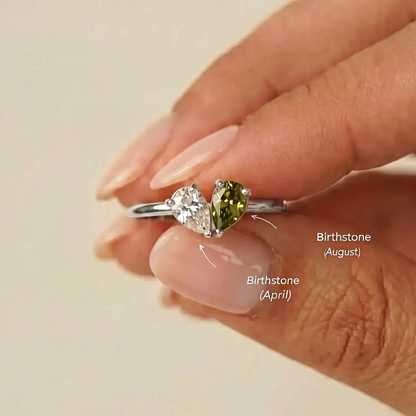 Silver Lori ring birthstone detail