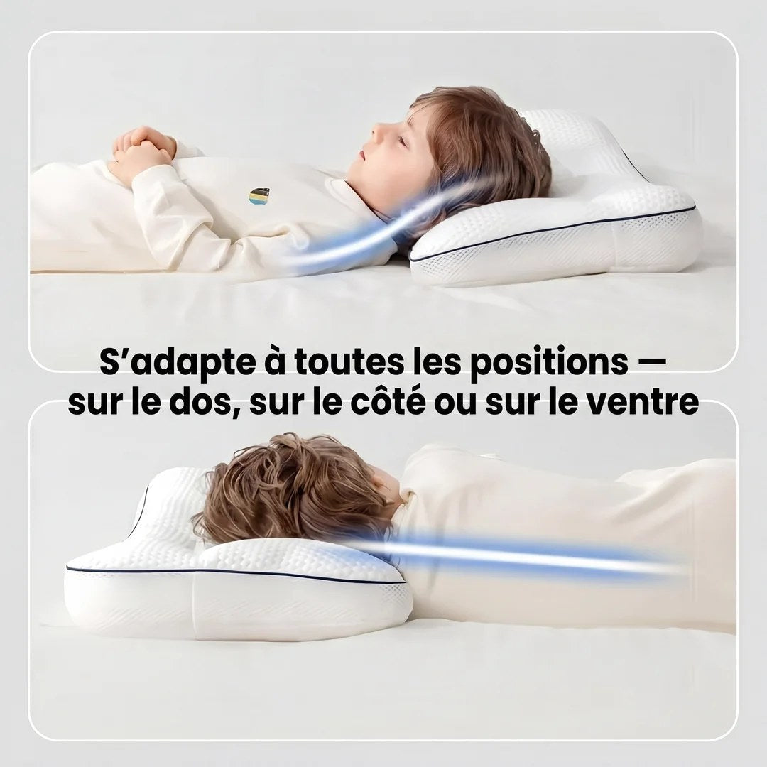 The pillow adapts on the back, the side and the stomach