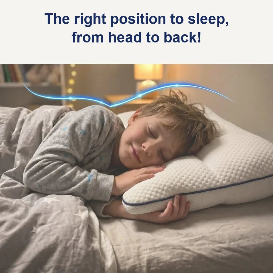 Child sleeping in a good position, head to back